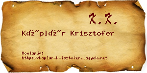 Káplár Krisztofer névjegykártya