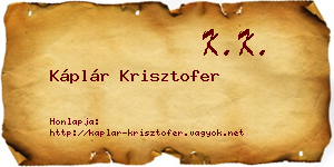 Káplár Krisztofer névjegykártya