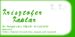 krisztofer kaplar business card