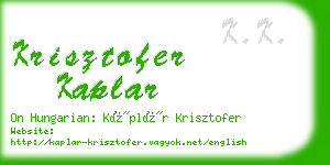 krisztofer kaplar business card